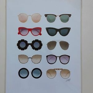 Sunglasses Art Poster Signed Lindsey Kay 14x11" New in Packaging